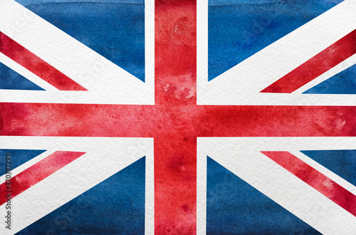 Beautiful drawing of the Flag of Great Britain. Closeup, no people, textured surface. Congratulations for family, relatives, friends and colleagues