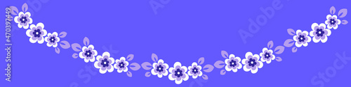 Illustration on a sheet of 4x1 format - stylized flowers with leaves - graphics. Banner for text  gift