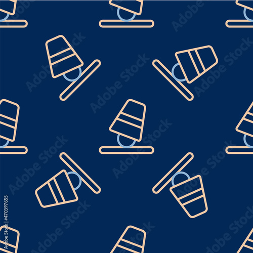 Line Game thimbles icon isolated seamless pattern on blue background. Ball and glass. Chance and fortune concept. Vector