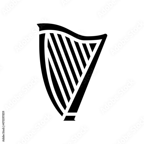 harp symphonic instrument glyph icon vector. harp symphonic instrument sign. isolated contour symbol black illustration