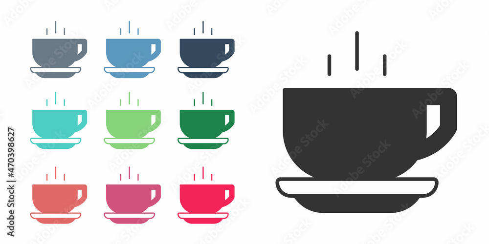 Black Coffee cup icon isolated on white background. Tea cup. Hot drink coffee. Set icons colorful. Vector Black Coffee cup icon isolated on white background. Tea cup. Hot drink coffee. Set icons colorful. Vector