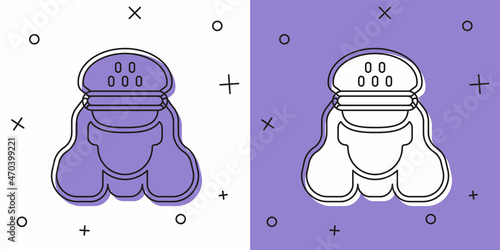Set Taxi driver icon isolated on white and purple background. Vector