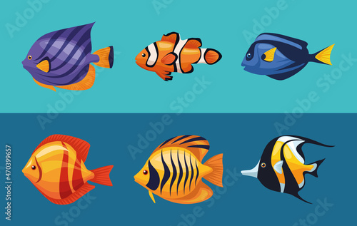 six sealife underwater icons