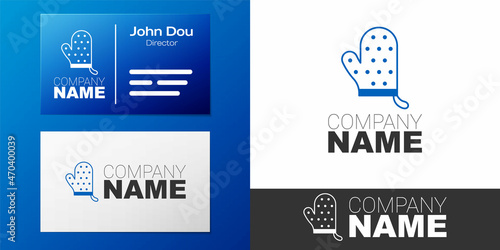 Logotype Oven glove icon isolated on white background. Kitchen potholder sign. Cooking glove. Logo design template element. Vector