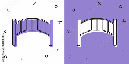 Set Playground kids bridge icon isolated on white and purple background. Vector