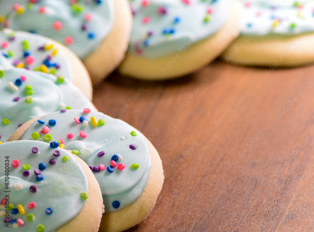 Sugar cookies with blue frosting Sugar cookies with blue frosting