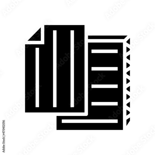 cardboard paper list glyph icon vector. cardboard paper list sign. isolated contour symbol black illustration