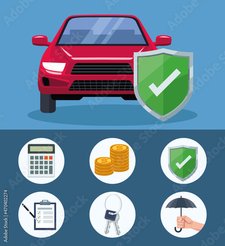 seven car insurance icons