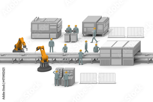 Machine operation. People working in the factory. The person who operates the robot. Manufacturing work. photo