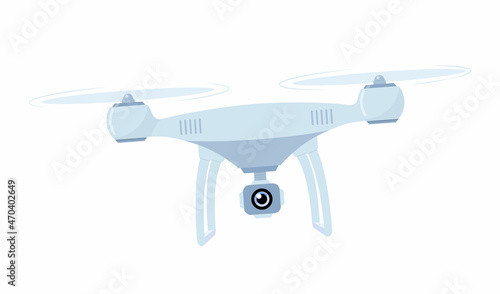 Drone with action Camera. Air Video and Photography. Flying quadrocopter with camera. Vector illustration for banner. photo