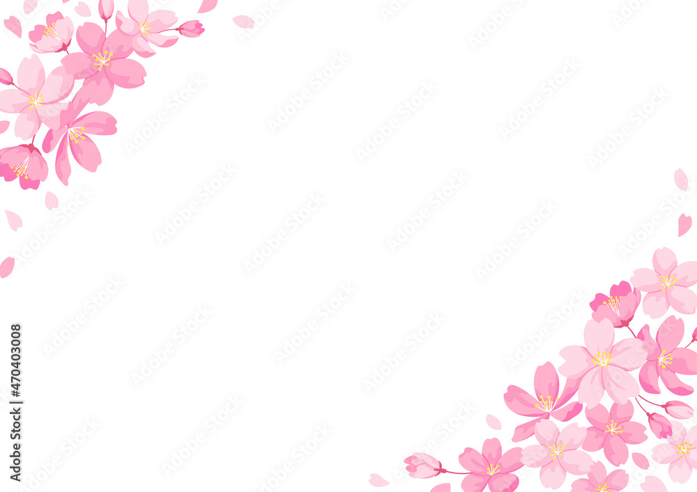 Cherry Blossom Frame, Card Design Template, White Background