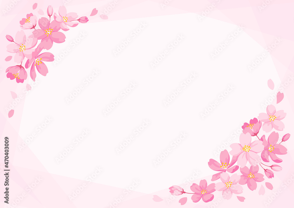 Cherry Blossom Frame, Card Design Template, Pale pink Background