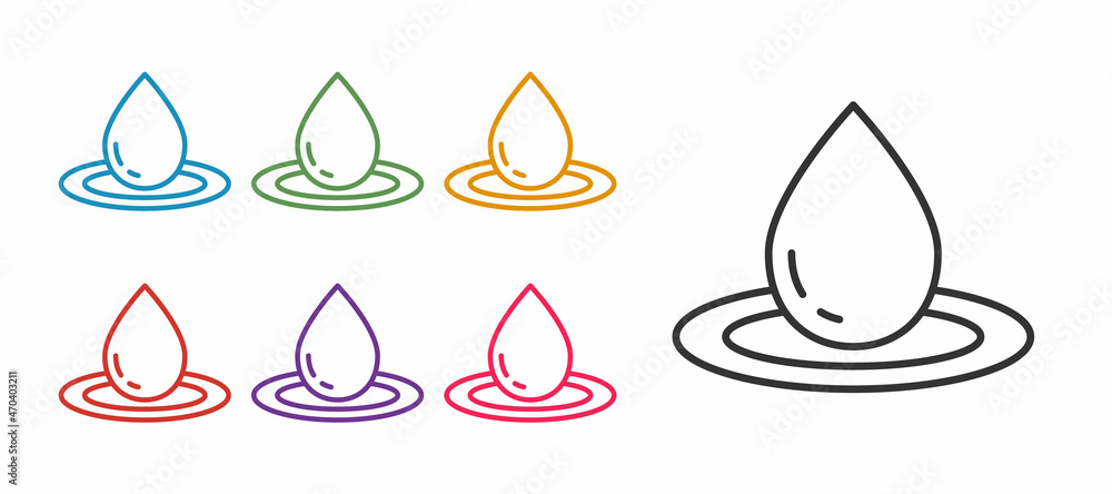 Set line Water drop icon isolated on white background. Set icons colorful. Vector Set line Water drop icon isolated on white background. Set icons colorful. Vector