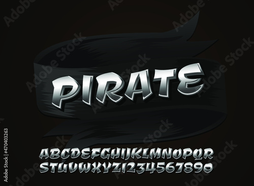 pirate text effect with ribbon frame