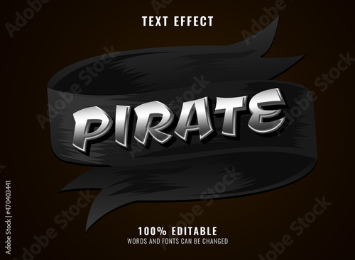 pirate text effect with ribbon frame