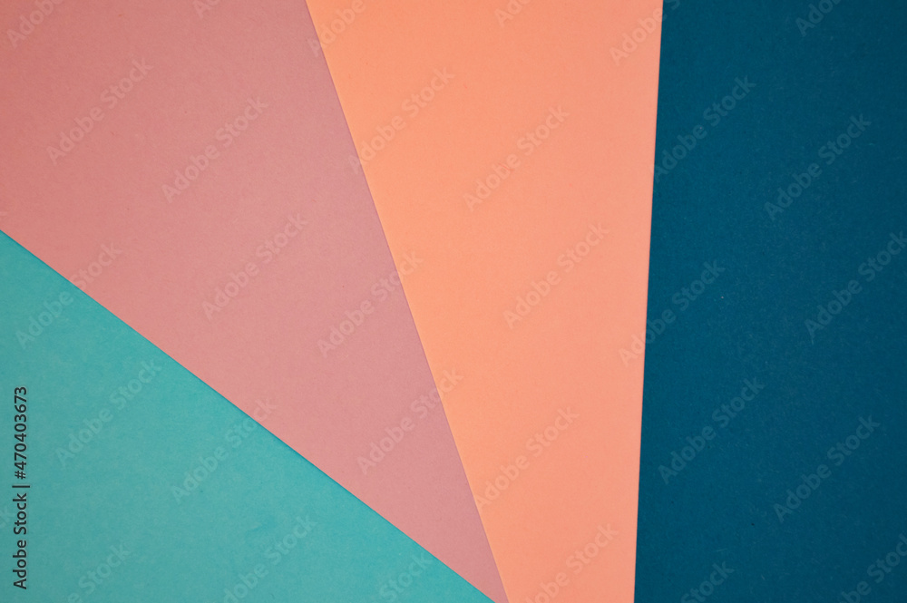 sheets of paper, geometry, abstraction. background for the design. blue, pink, coral, blue colors.