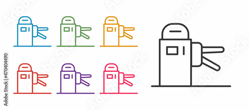 Set line Turnstile icon isolated on white background. Set icons colorful. Vector