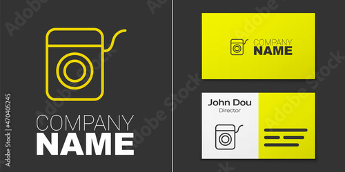 Logotype line Dental floss icon isolated on grey background. Logo design template element. Vector