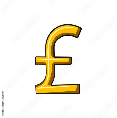 Golden Pound money currency in drawing style isolated vector. Hand drawn object illustration for your presentation, teaching materials or others as you want.