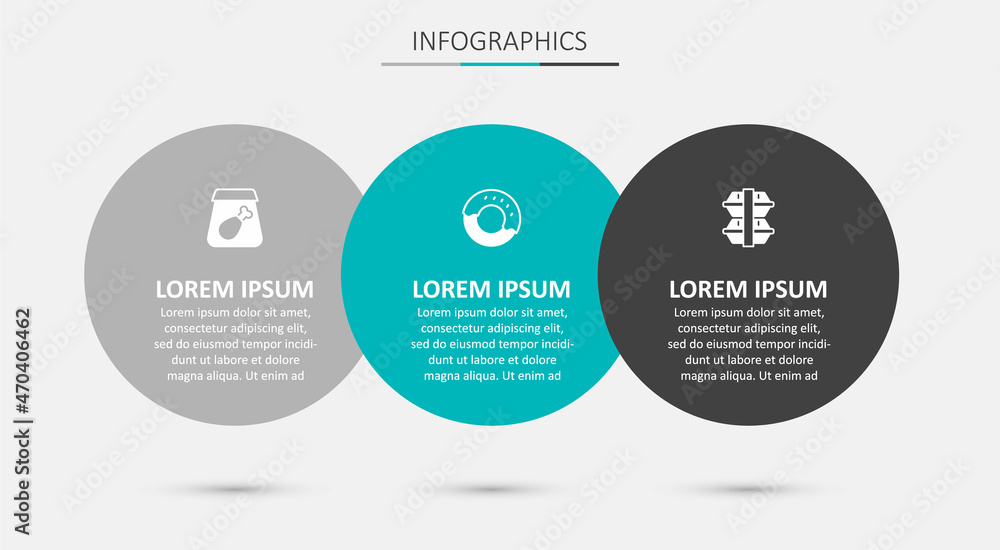 Set Donut, Online ordering meal and Lunch box. Business infographic template. Vector Set Donut, Online ordering meal and Lunch box. Business infographic template. Vector