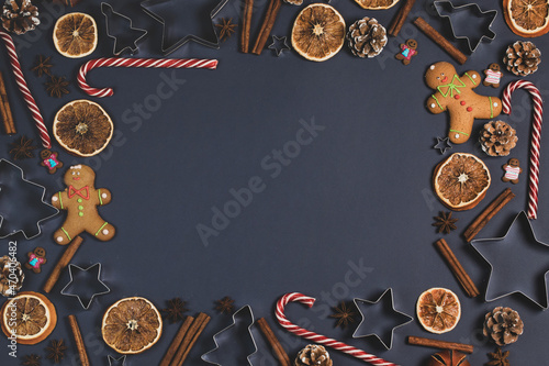 Christmas food border background.