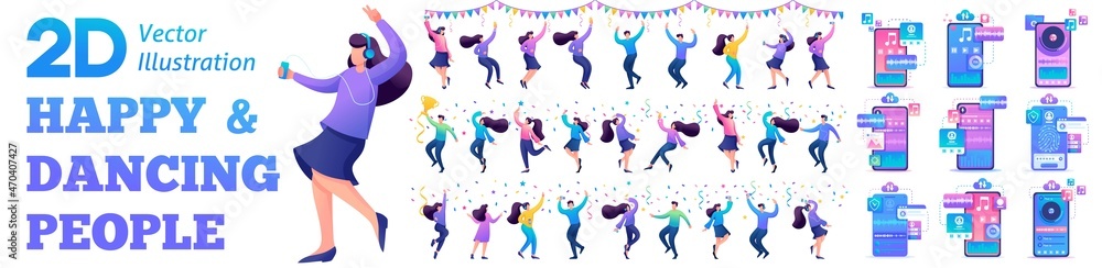 Set Flat Concepts. Celebration of the grand opening ceremony or the concept of a large festive event. Excited and happy people celebrating the event. For Vector Set Flat Concepts. Celebration of the grand opening ceremony or the concept of a large festive event. Excited and happy people celebrating the event. For Vector