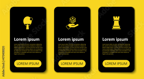 Set Chess, Game dice and Racket. Business infographic template. Vector