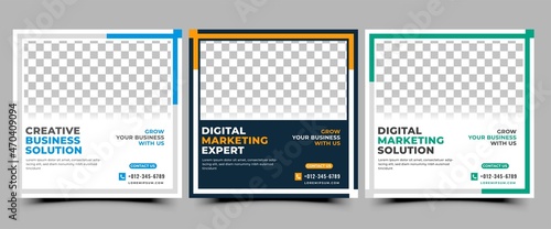 Set of Business Promotion Social Media Post Template Design.