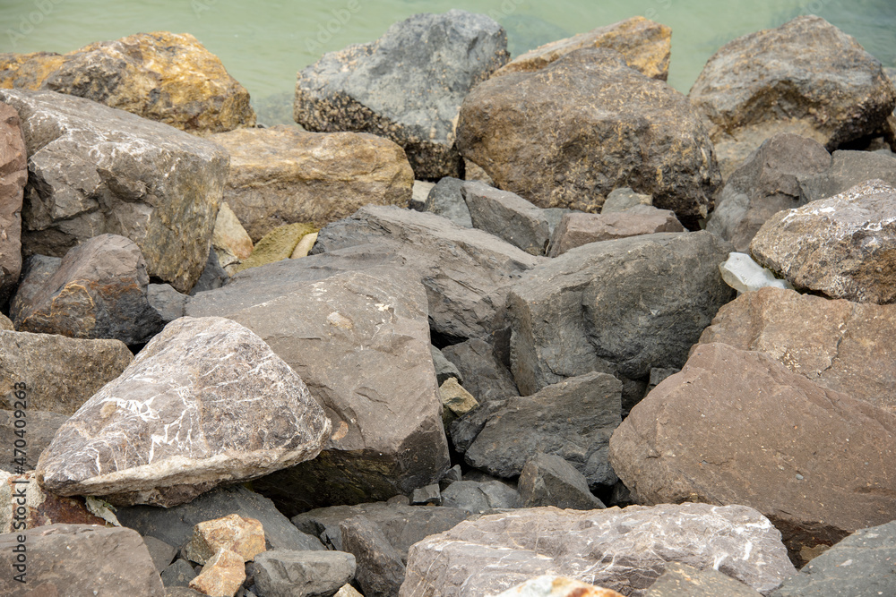 Rocks and Stones on Beach.Relaxation Landscape Viewpoint