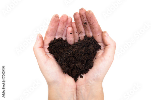 Heart shape made of soil