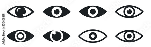 Eye icon set. Eyesight symbol. Retina scan eye icons. Eye silhouette. stock vector...
