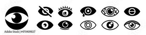 Eye icon set. Eyesight symbol. Retina scan eye icons. Eye silhouette. stock vector...

