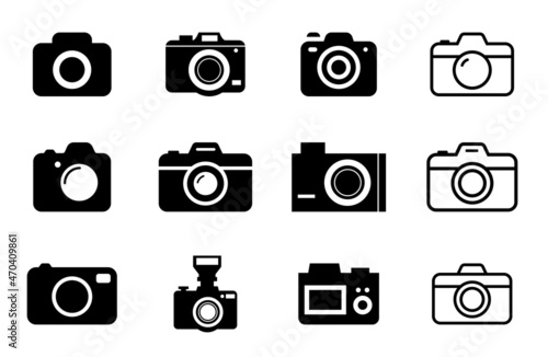 Camera icon set. Photo camera in flat style. Stock Vector... 