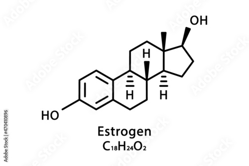 Estrogen molecular structure. Oestrogen skeletal chemical formula. Chemical molecular formula vector illustration photo