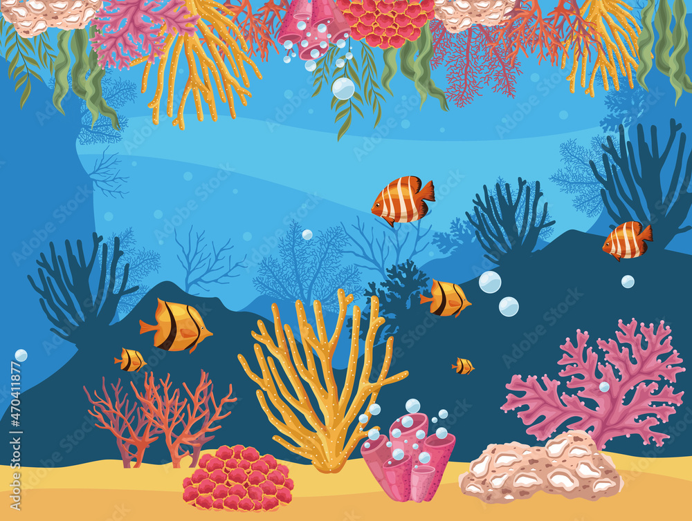 sealife scene with seaweed sealife scene with seaweed