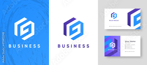 negative space Initial Letter G Company business Logo with Business Card Design Fresh or Clean Editable Template
