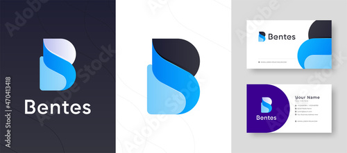 Color gradient Initial Letter B Company business Logo with Business Card Design Fresh or Clean Editable Template