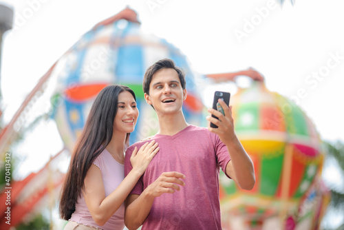 young woman and man couple ...