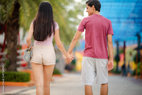young woman and man couple ...
