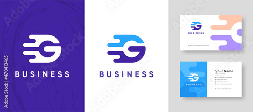Initial Letter G Company business Logo with Business Card Design Fresh or Clean Editable Template