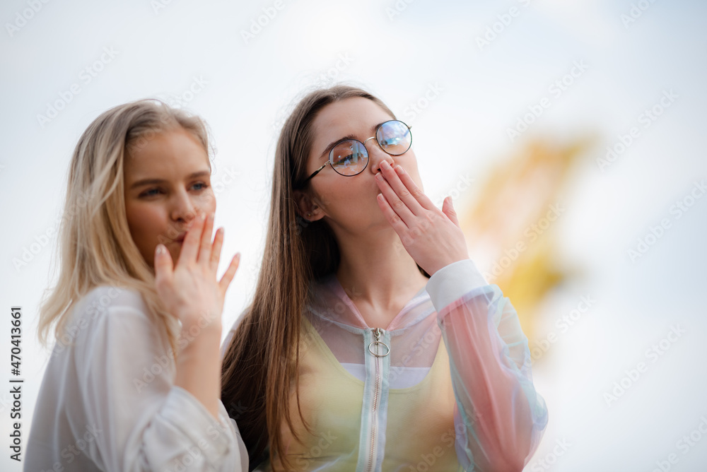 young woman having fun and happy smiling together at amusement theme park outdoor young woman having fun and happy smiling together at amusement theme park outdoor