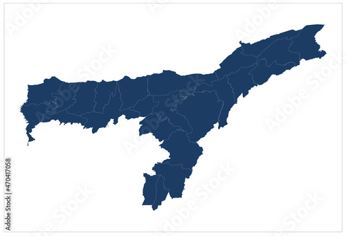 Beautiful district map of Aasam state of India illustration on white background