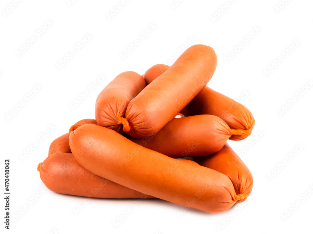 Group of sausages isolated on white background. Isolate. Group of sausages isolated on white background. Isolate.