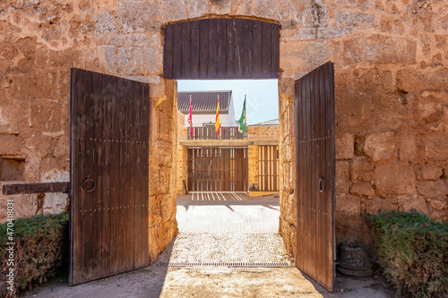 Doors of entrace to Niebla castle, in Huelva, Andalucia, Spain photo