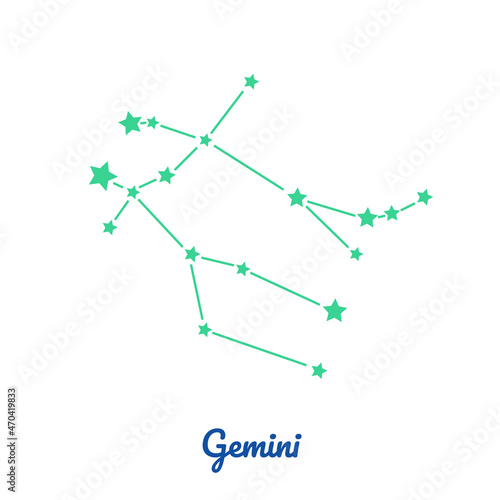 Gemini or twins, zodiac constellation, 88 constellations