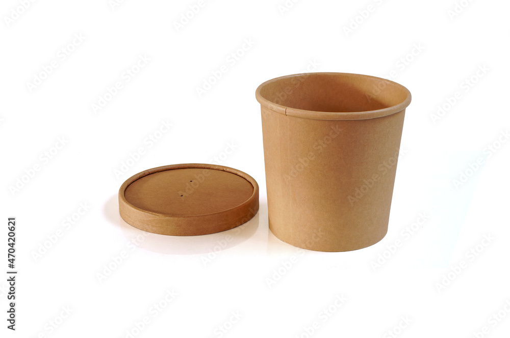 opened cardboard boxes packaging in round shape with lid isolated on white background with clipping path , delivery package concept opened cardboard boxes packaging in round shape with lid isolated on white background with clipping path , delivery package concept