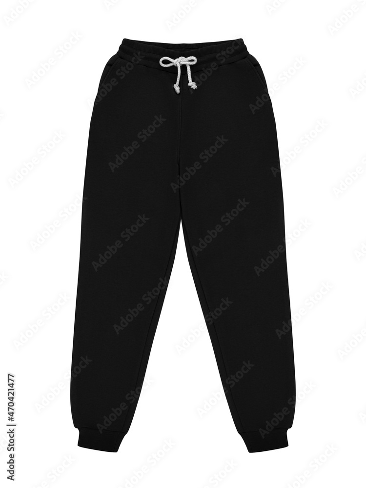 Black jogger pants mockup. Template Sports trousers front view for ...