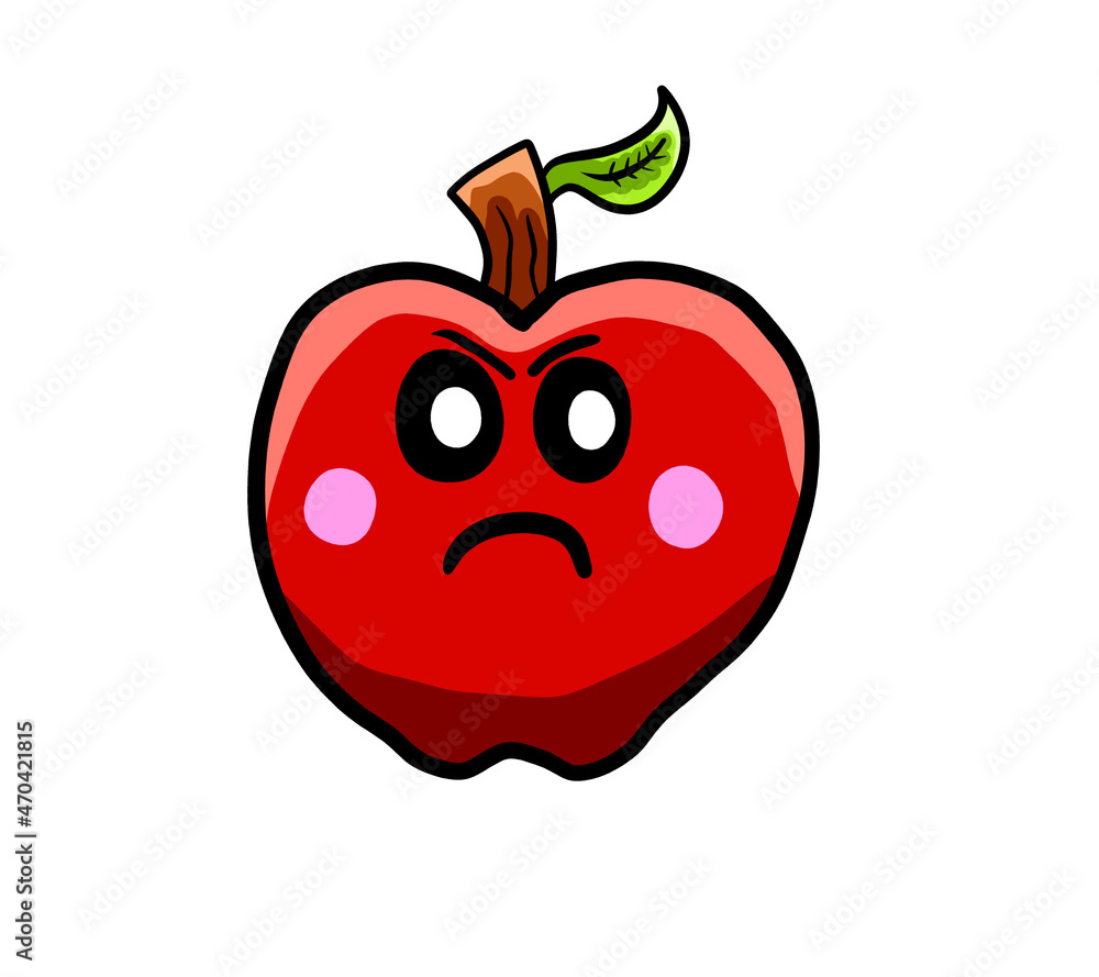 Stylized Cartoon Angry Red Apple Stylized Cartoon Angry Red Apple