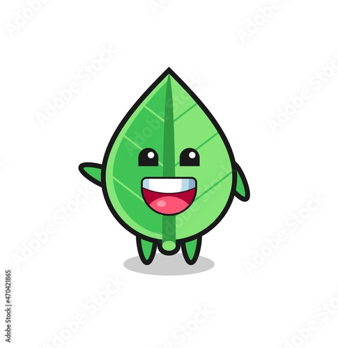 happy leaf cute mascot character