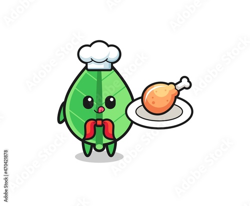 leaf fried chicken chef cartoon character
